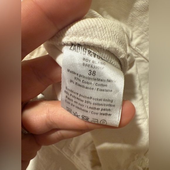 Zadig& Voltaire Boy Blanc Denim Mini Shorts Off-White Raw Hem , size 38/M - Picture 3 of 9